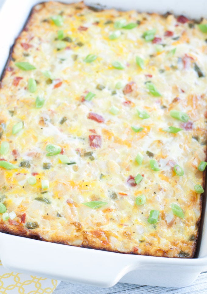 Southwestern Breakfast Casserole is a bold spin on breakfast. Packed full of flavor, made with RO*TEL, eggs, potatoes, green pepper and cheese.