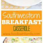 Breakfast casserole on a plate. 