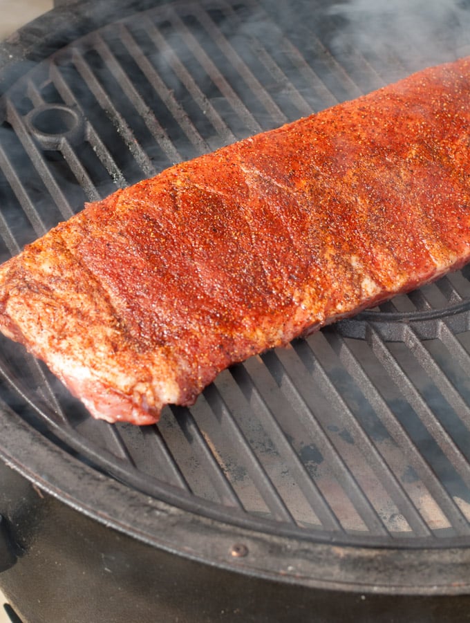 Peach Honey BBQ Ribs On Grill