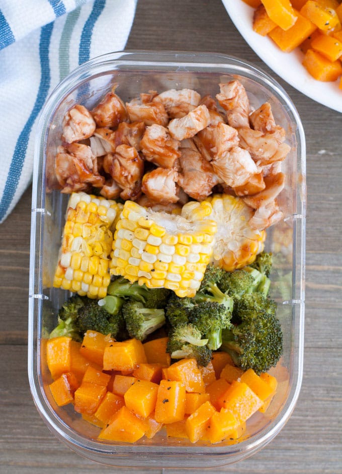 BBQ chicken meal prep bowls, prep