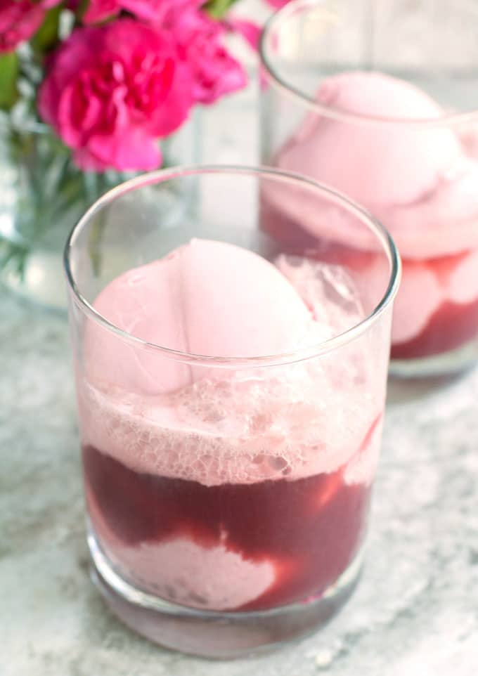 Glasses with sangria and sherbet. 