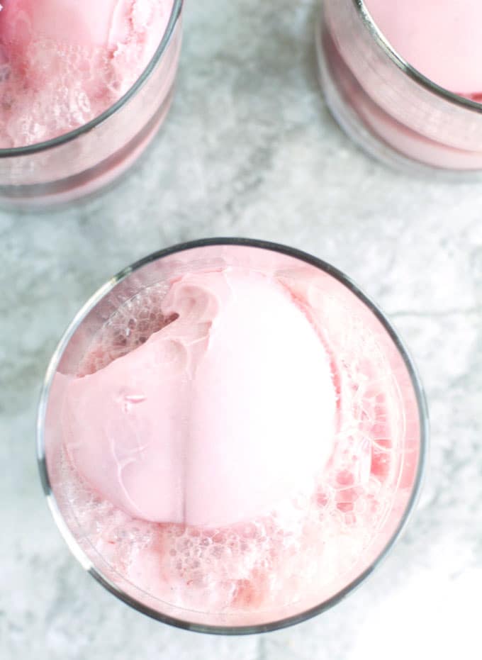 sangria floats, raspberry sorbet and sangria