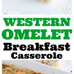 Piece of breakfast casserole on plate.