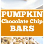 Pumpkin chocolate chip bars on plate.