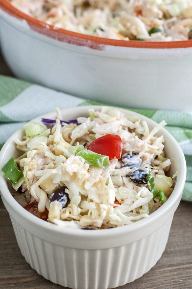 Ramen Noodle Taco Salad in a small bowl