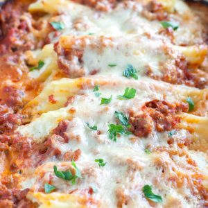Filled pasta with cheese and sausage.