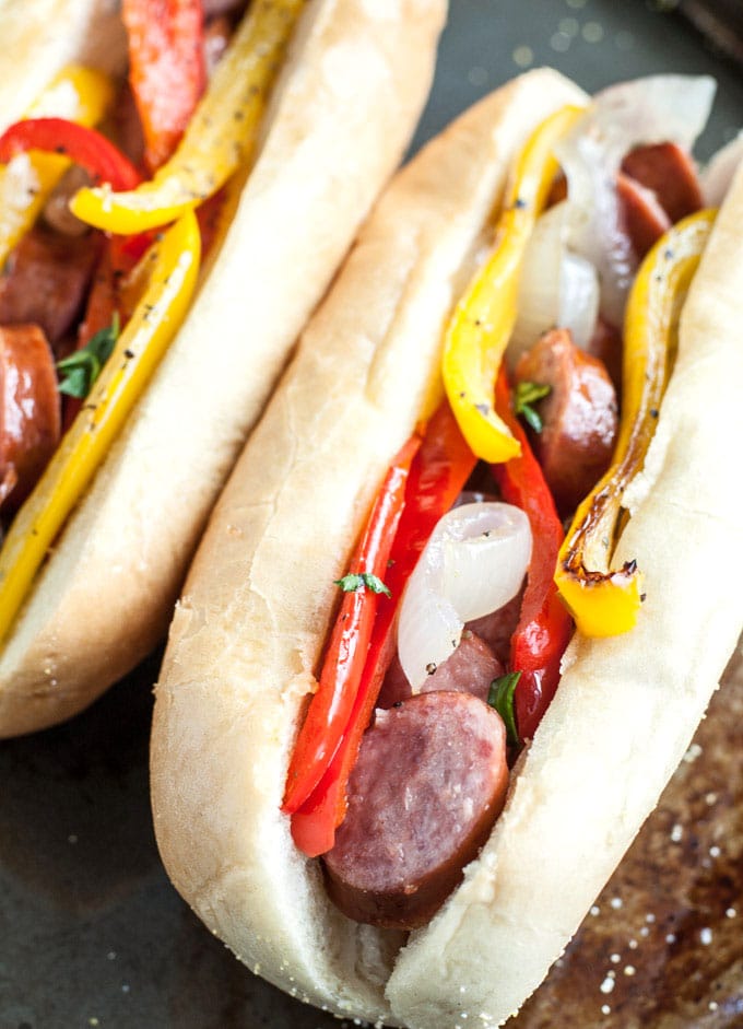 sheet pan sausage and pepper sandwiches complete