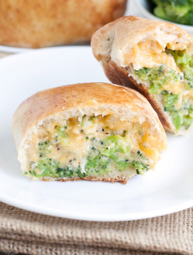 Homemade Chicken Broccoli and Cheese Pockets on a plate