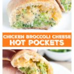 Broccoli hot pocket on plate.