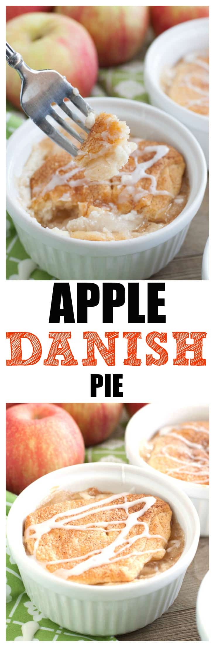 #appledesserts #applepie #appledanish Apple Danish Pie, cinnamon sugar spiced crescent roll layered with cream cheese, apple pie filling and topped with icing.