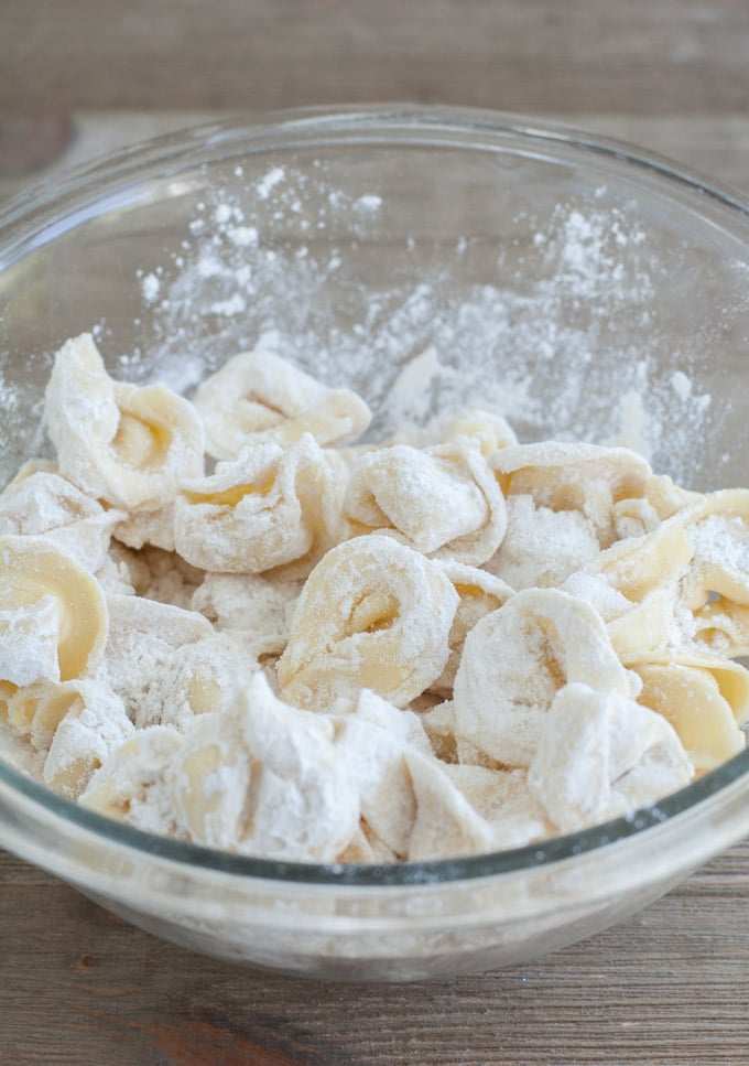 fried tortellini in flour