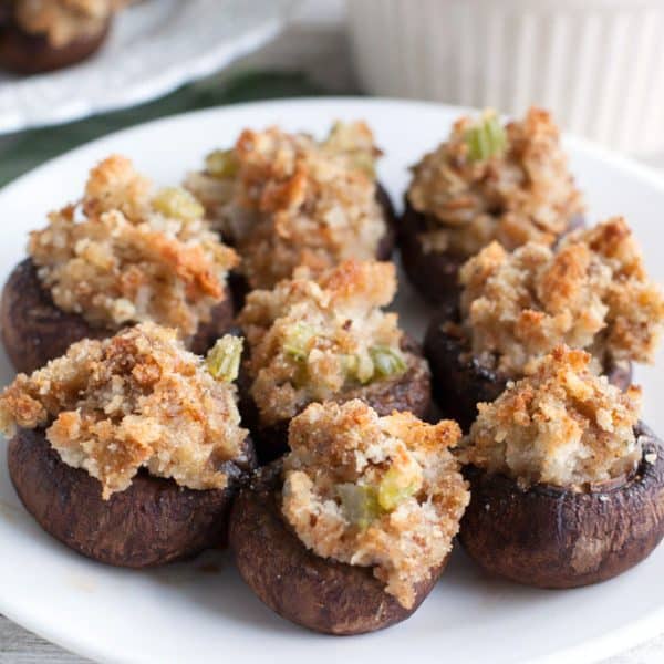 Stuffed mushrooms on a plate.