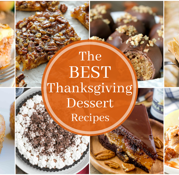 Collage of desserts for Thanksgiving.