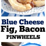 Blue cheese pinwheels on a plate.