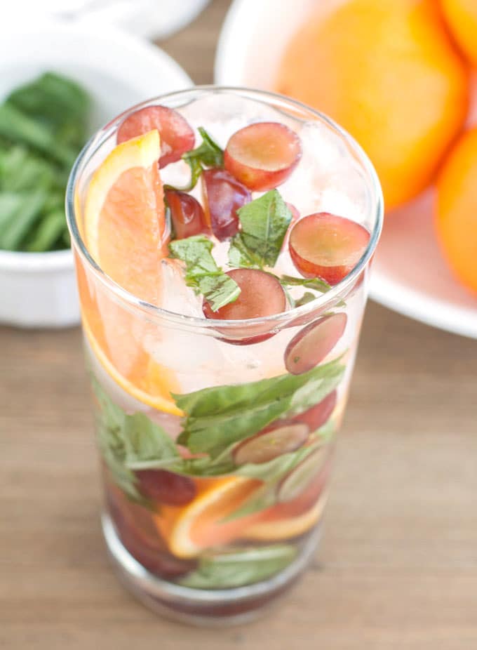 orange grape basil detox water