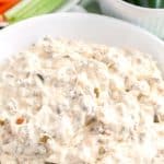 Sausage dip in a bowl.