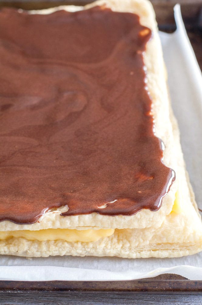 eclair cake on a sheet pan 