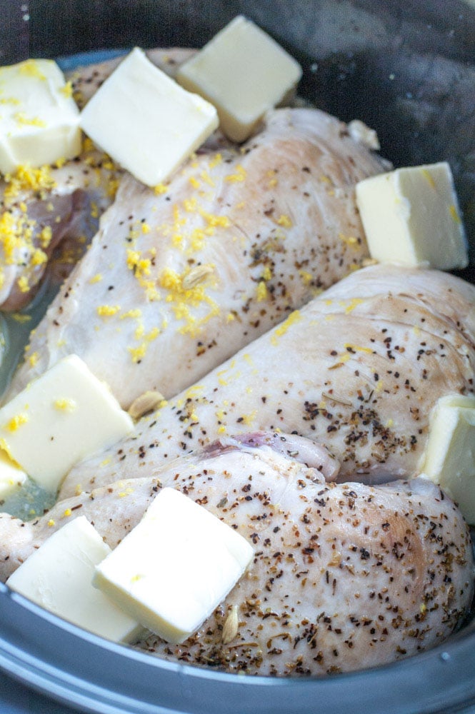 chicken, lemon and butter in crockpot