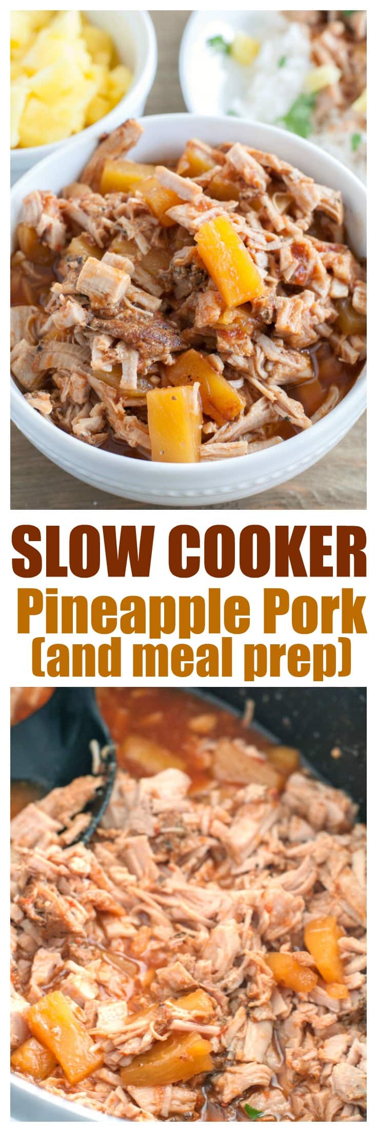 Slow cooker pineapple pork is a delicious, flavorful meal. Made with black pepper marinated pork tenderloin and a slightly sweet pineapple sauce. #slowcooker #crockpot #porktenderloin #pork #pineapplepork #mealprep