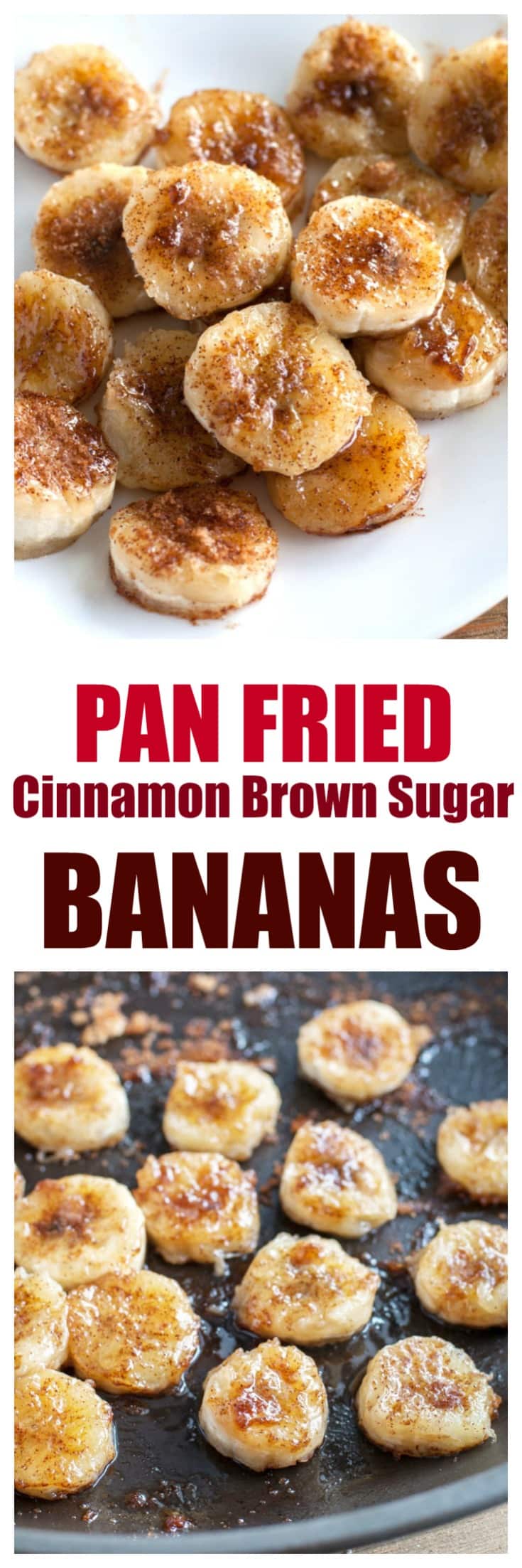 Fried Bananas are a sweet and simple treat made with ripe bananas, cinnamon and brown sugar. #bananas #friedbananas #easydessert #dessert