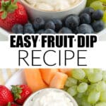 Bowl of fruit with a bowl of cream cheese fruit dip.
