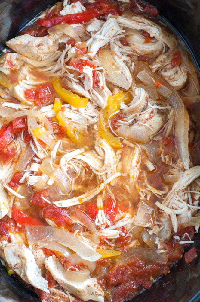 Chicken and peppers in a crockpot