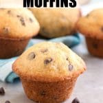 Chocolate chip muffins on a table