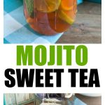 Mason jar with iced tea and lime slice.