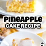 Piece of pineapple cake on a plate.