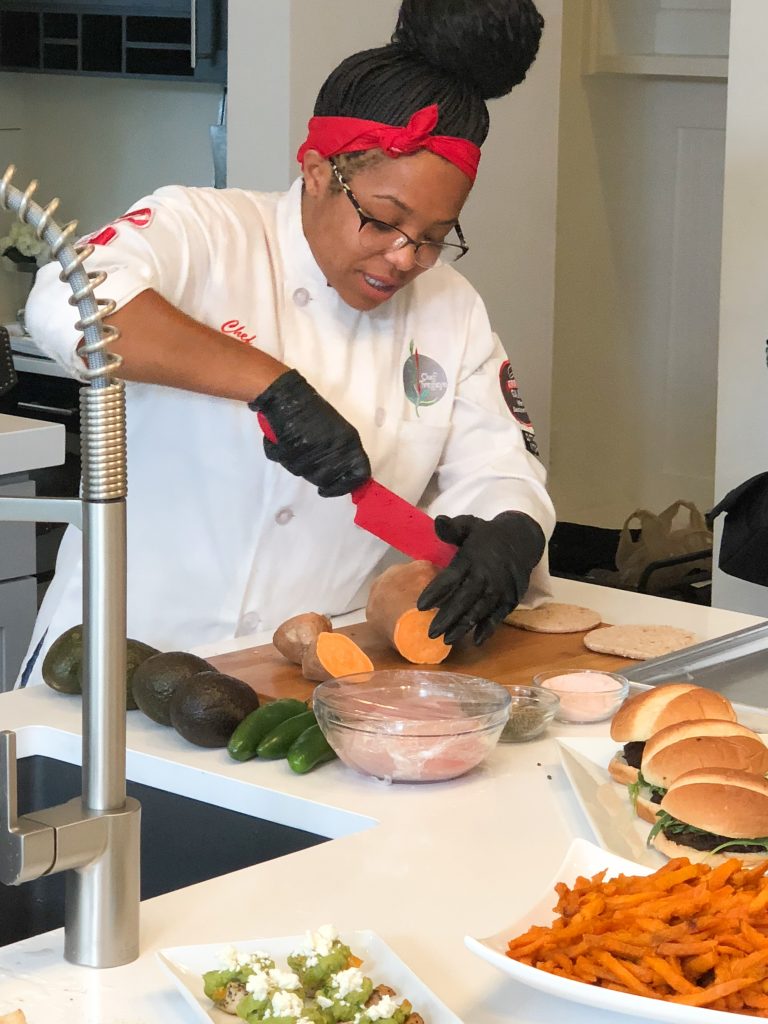 chef cutting sweet potato how to make sweet potato fries