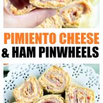 Hand holding ham pinwheel.