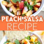 Bowl of peach salsa.