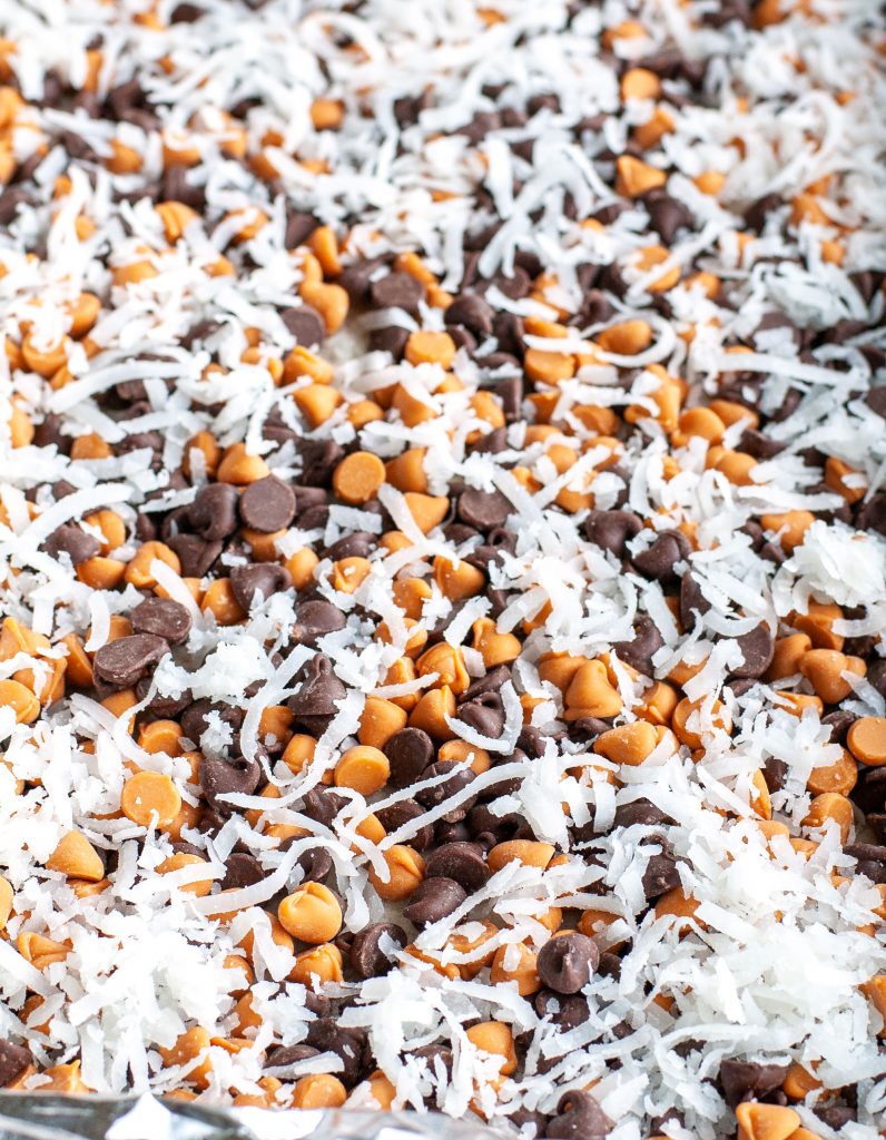 Chocolate and butterscotch chips with coconut