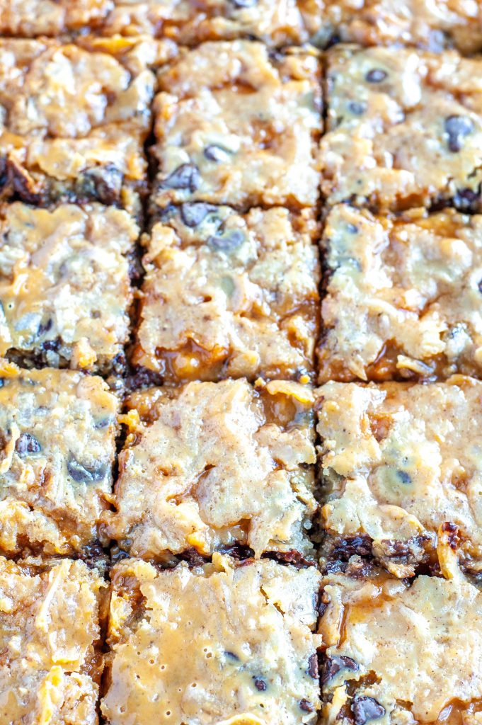 Pumpkin layer bars cut in squares