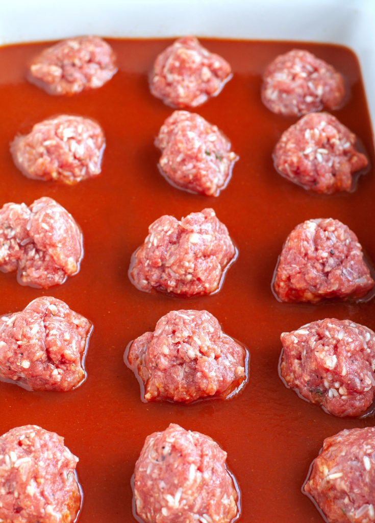 Porcupine meatballs before they go into the oven