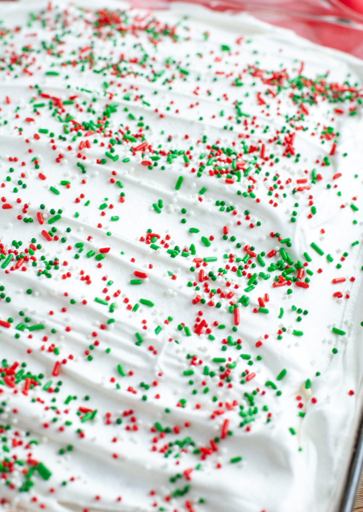 Holiday Jello Cake with sprinkles
