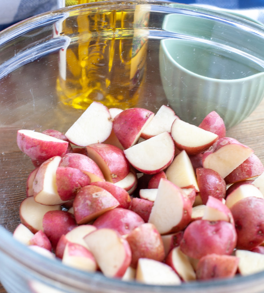 Red potatoes olive oil and spices
