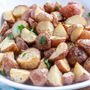 Bowl of roasted potatoes.