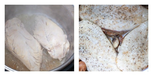 Instant Pot Chicken Marsala Browned chicken breast in Instant Pot