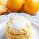 Stack of cookies on plate.