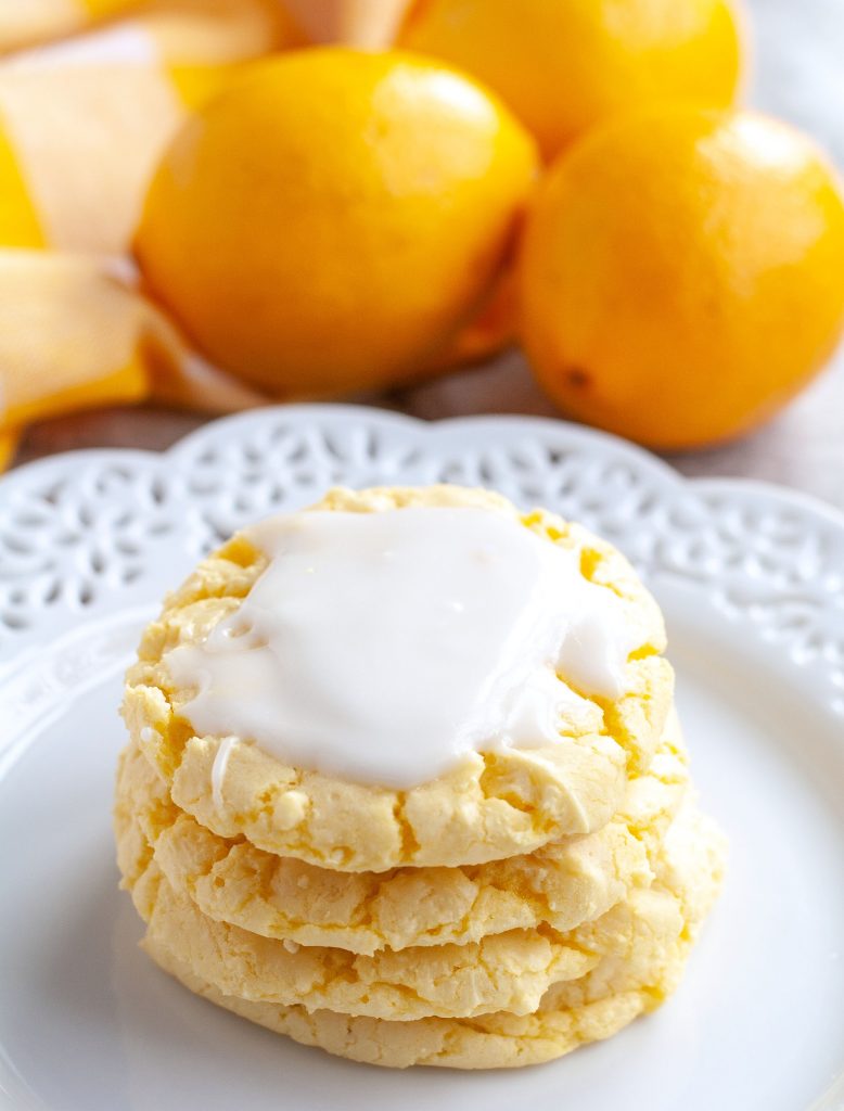 Lemon Cookies stacked on plate