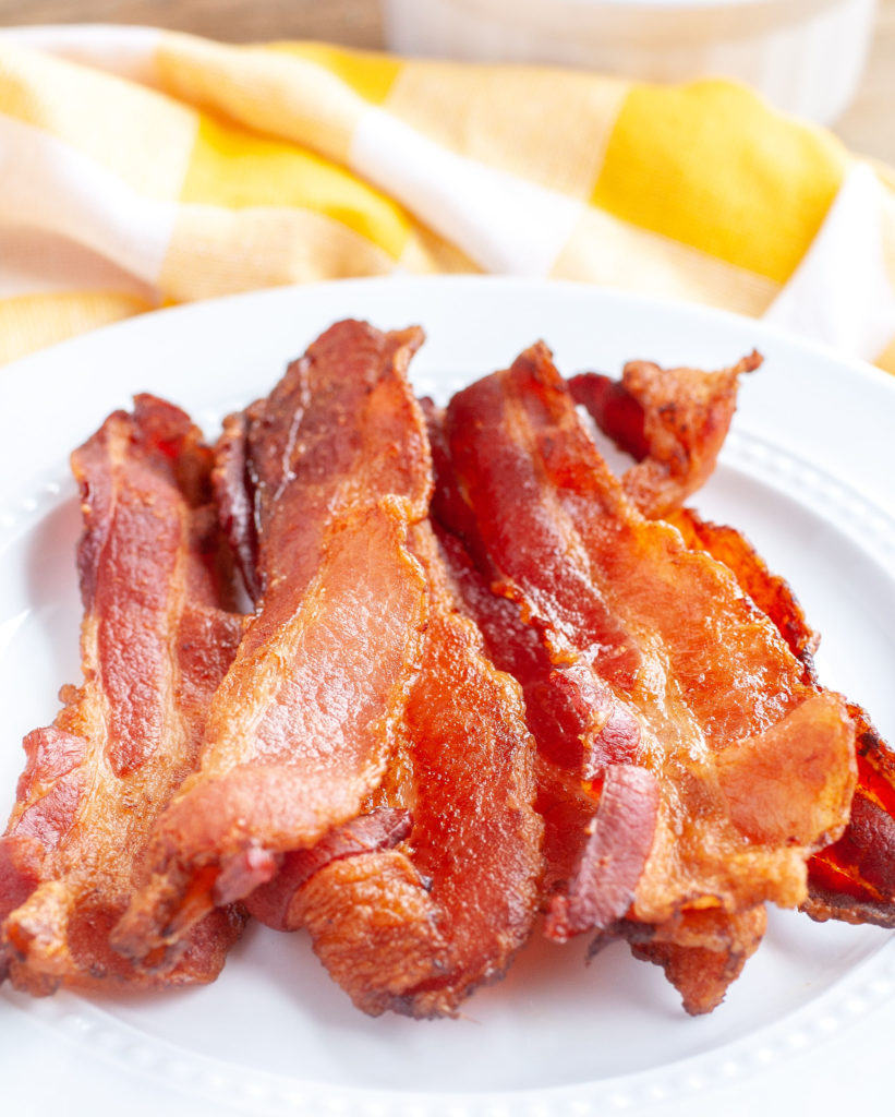 Air fryer bacon Plate of bacon