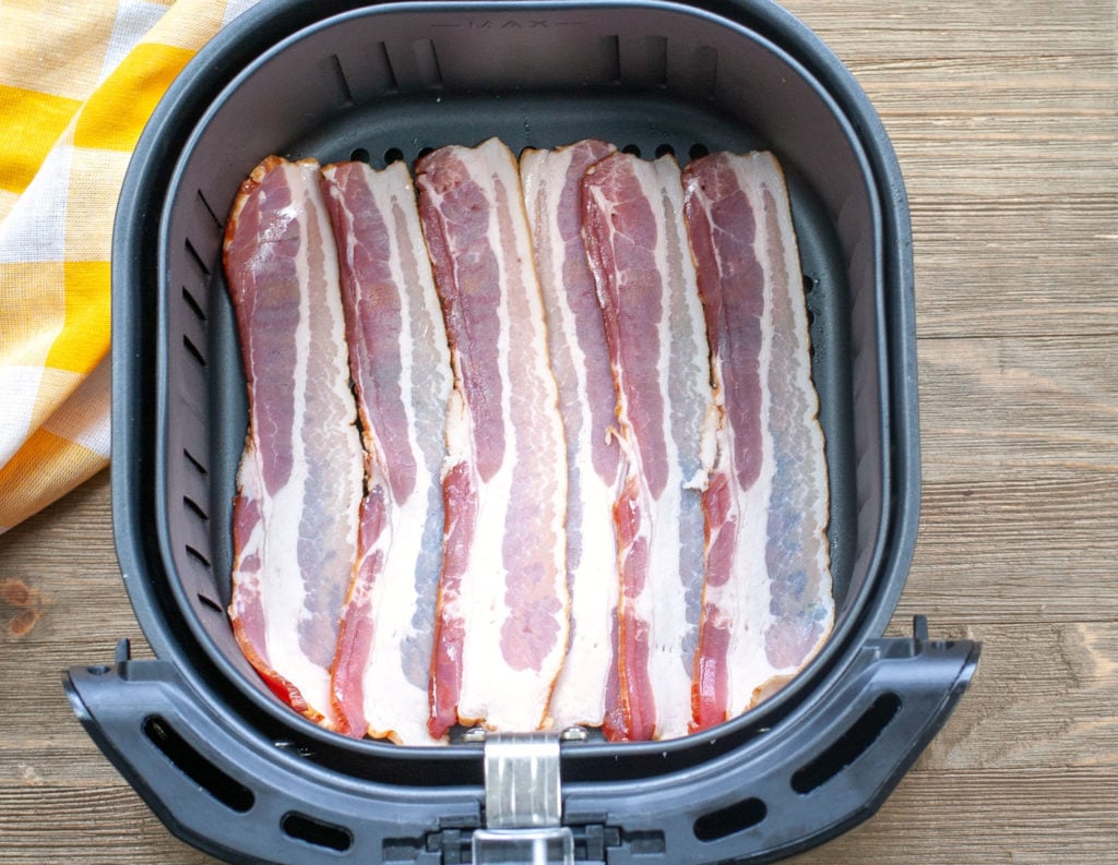uncooked bacon in air fryer