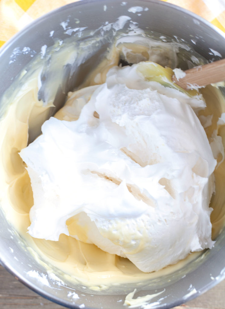 Pudding and Cool Whip in mixing bowl