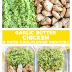 Chicken and riced veggies.