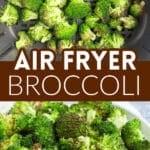 Bowl of roasted broccoli florets.