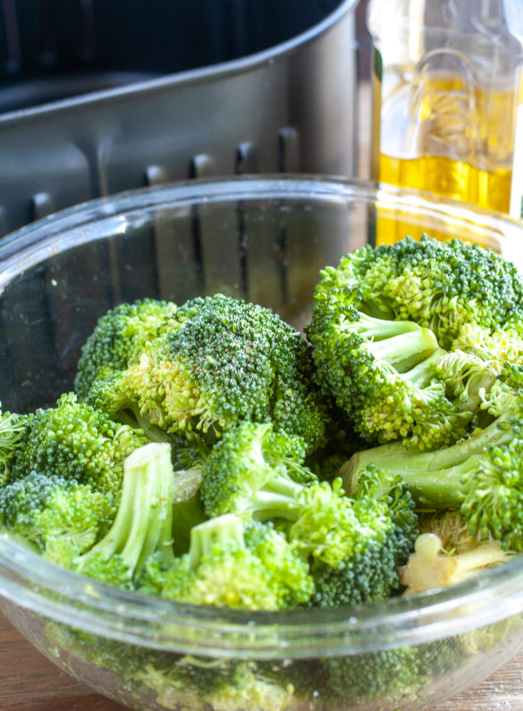 Broccoli in a bowl by air fryer