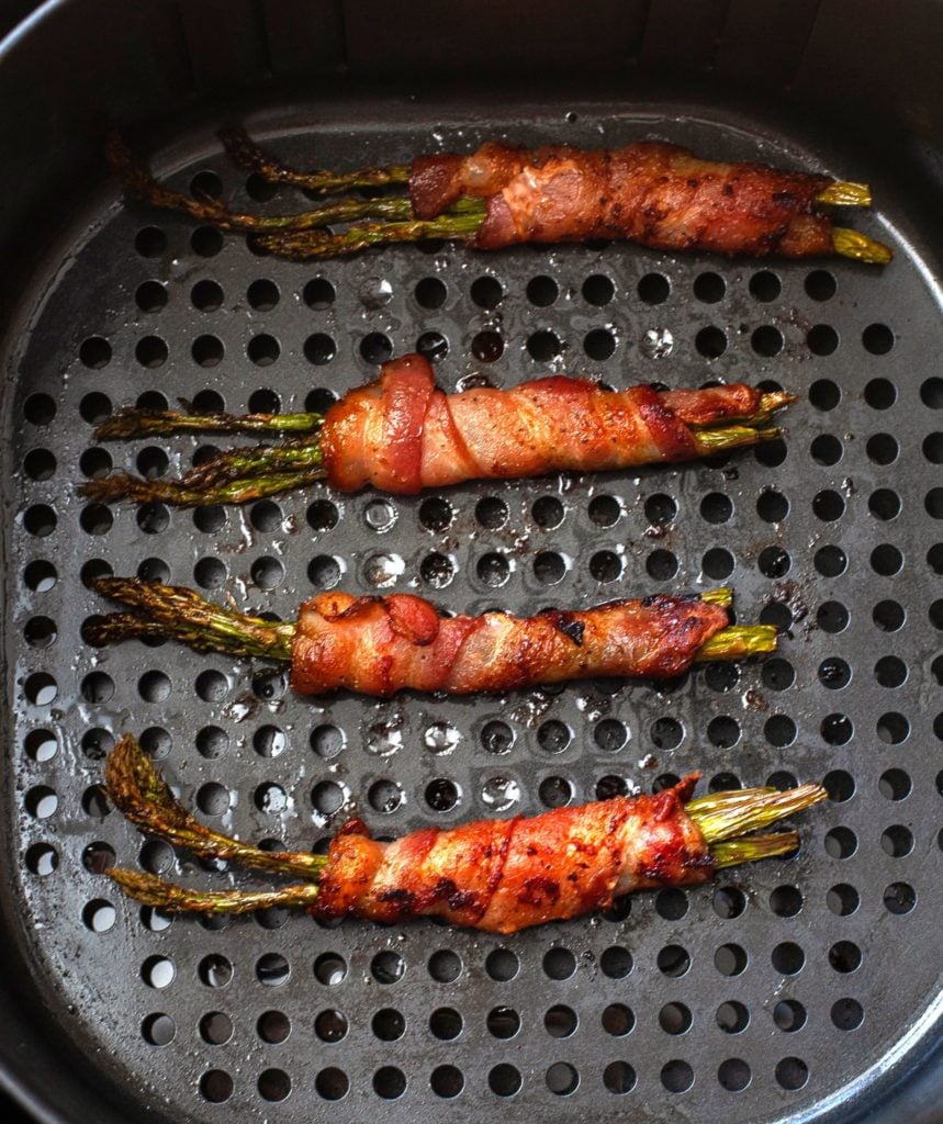 Bacon wrapped asparagus cooked in Air Fryer