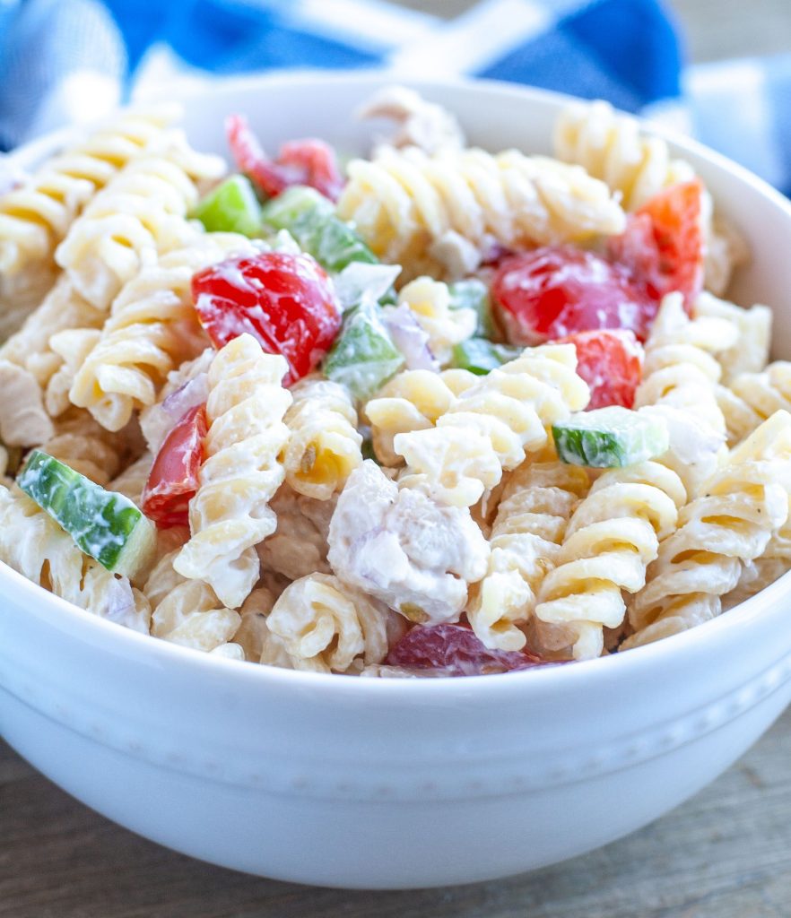 Bowl of Chicken Pasta Salad