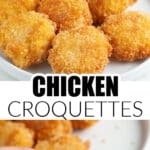 Plate of fried chicken croquettes.